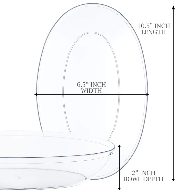 PLASTICPRO Disposable Oval Serving Bowls, Party Snack or Salad Bowl, 32-Ounce, Plastic Crystal Clear Pack of 4 - Image 4